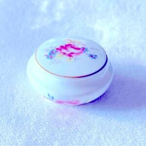 Trinket Box Vtg Coalport Bone China Lid England Flower Vanity Hand-Painted Sign